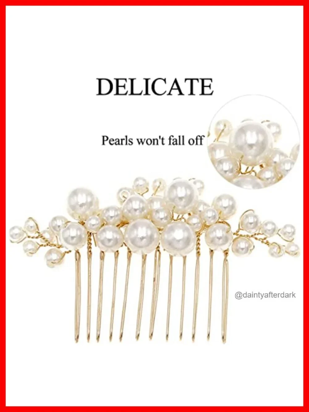 Set of 5 Pearl Hair Combs and Pins for Wedding Bridal Half-Up Updo